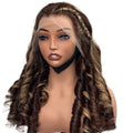 Brown with Blonde highlights bouncy human hair wig by Aunty Cherish | Pre - stretched Braiding Hair Extensions Australia
