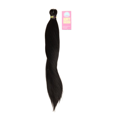 52 Inch Pre-Stretched Braiding Hair (26" Braided) 1B – Natural Black by Aunty Cherish | Pre-stretched Braiding Hair Extensions Australia