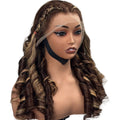 Brown with Blonde highlights bouncy human hair wig by Aunty Cherish | Pre - stretched Braiding Hair Extensions Australia