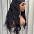 Natural black headband bodywave wig by Aunty Cherish | Pre - stretched Braiding Hair Extensions Australia