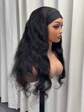 Natural black headband bodywave wig by Aunty Cherish | Pre - stretched Braiding Hair Extensions Australia