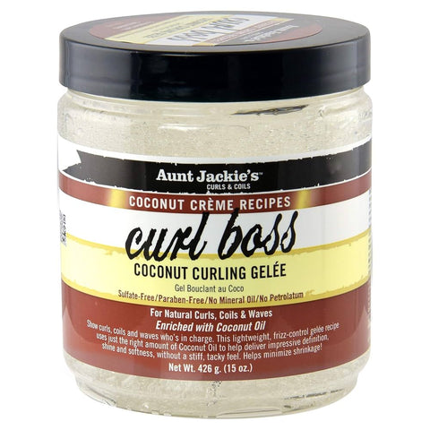 Aunt Jackie’s Curl Boss Coconut Curling Gelee 426g (15oz) for frizz-free curl definition at Aunty Cherish Cairns and Ballarat