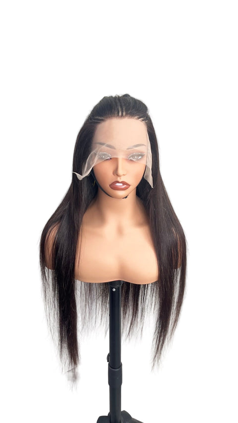 Natural Black Silky straight Human hair wig by Aunty Cherish | Pre - stretched Braiding Hair Extensions Australia