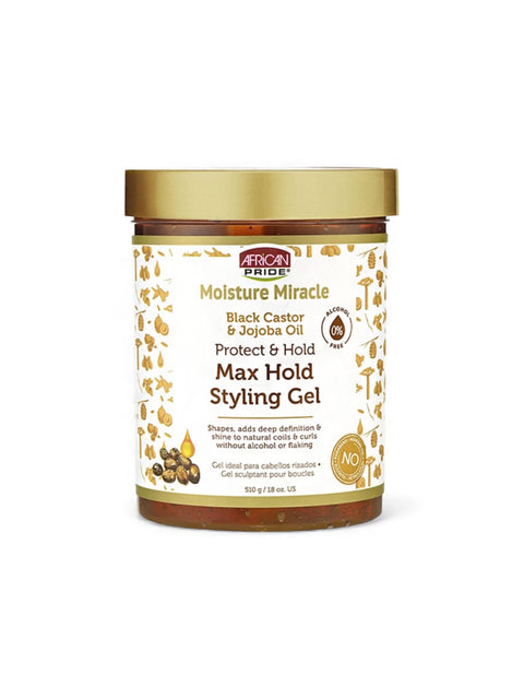 African Pride Moisture Miracle Black Castor & Jojoba Oil Max Hold Styling Gel 510g(18oz) by Aunty Cherish | Pre - stretched Braiding Hair Extensions Australia
