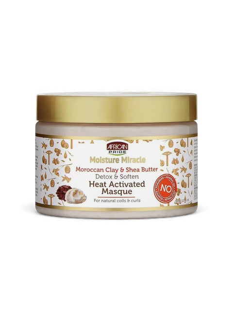 African Pride Moisture Miracle Moroccan Clay & Shea Butter Heat Activated Masque 340g by Aunty Cherish | Pre - stretched Braiding Hair Extensions Australia