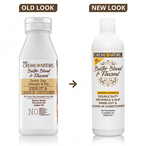Creme of Nature Butter Blend & Flaxseed Rinse-Out & Leave-In Conditioner - old look and new look