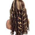 Brown with Blonde highlights bouncy human hair wig by Aunty Cherish | Pre - stretched Braiding Hair Extensions Australia