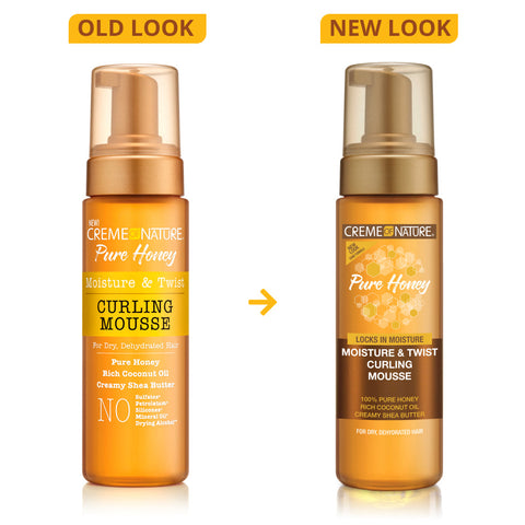 Creme of Nature Pure Honey Moisture & Twist Curling Mousse - old look and new look