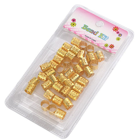 Metallic Loc Beads Gold by Aunty Cherish | Pre - stretched Braiding Hair Extensions Australia