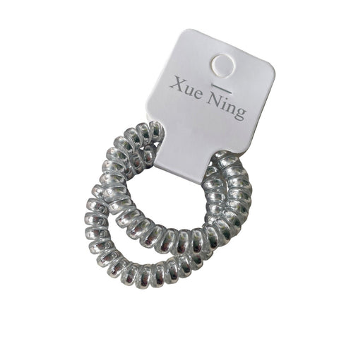 Spring/SpiralHair Ties pair Silver by Aunty Cherish | Pre - stretched Braiding Hair Extensions Australia