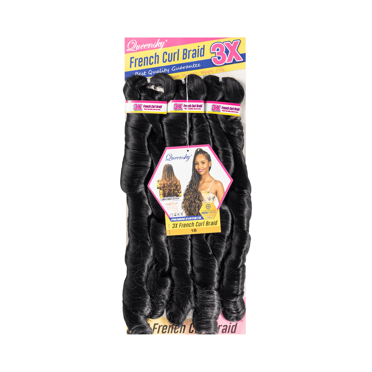 French Curl Braid 22" 1B by Aunty Cherish | Pre - stretched Braiding Hair Extensions Australia