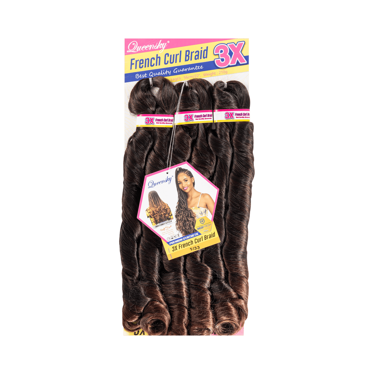 French Curl Braid 22" 1/33 by Aunty Cherish | Pre - stretched Braiding Hair Extensions Australia