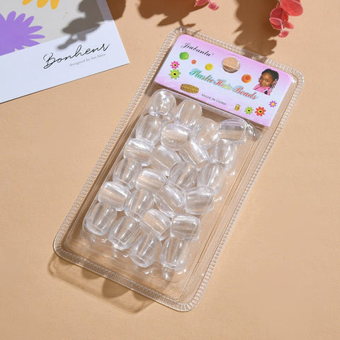 Ceramic Hair Beads Crystal White by Aunty Cherish | Pre - stretched Braiding Hair Extensions Australia