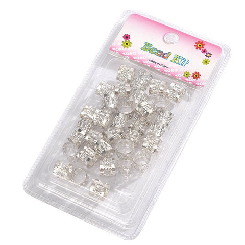 Metallic Loc Beads Silver by Aunty Cherish | Pre - stretched Braiding Hair Extensions Australia