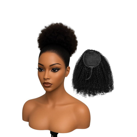 Afro kinky curly Human hair Ponytail 16 inch by Aunty Cherish | Pre - stretched Braiding Hair Extensions Australia