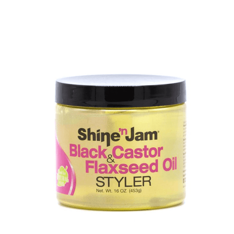 Shine 'n Jam Black Castor & Flaxseed Oil Styler 453g (16oz) by Aunty Cherish | Pre - stretched Braiding Hair Extensions Australia