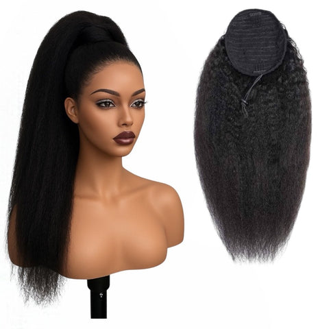 Kinky straight clip-in ponytail extension for natural hair