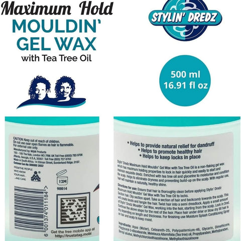 Stylin' Dredz Mouldin Gel Wax - 500mL by Aunty Cherish | Pre - stretched Braiding Hair Extensions Australia