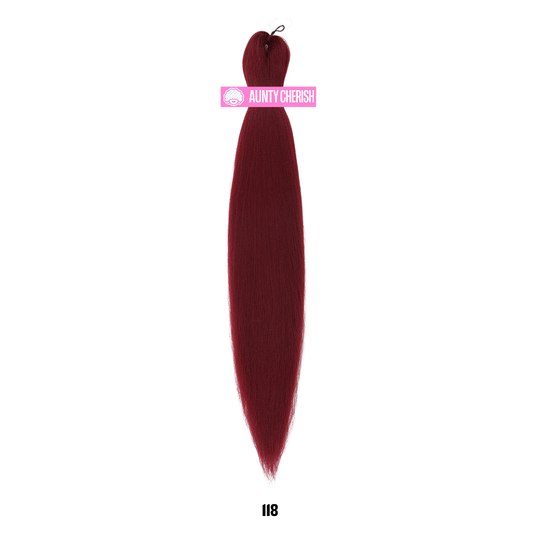 118 – Velvet Wine (Burgundy Red) - 44 Inch Pre-Stretched Braiding Hair (22" Braided)