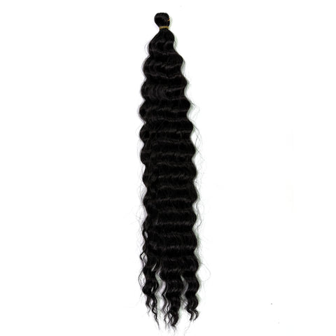 22 inch Boho Goddess deep wave synthetic braid curls in Dark Brown, single bundle, Aunty Cherish Australia