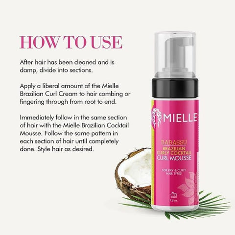 Mielle Organics Babassu Brazilian Curly Cocktail Curl Mousse (7.5oz / 221ml) by Aunty Cherish | Pre - stretched Braiding Hair Extensions Australia