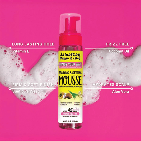 Jamaican Mango & Lime Braid & Setting Mousse by Aunty Cherish | Pre - stretched Braiding Hair Extensions Australia