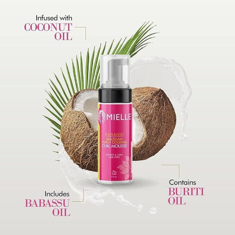 Mielle Organics Babassu Brazilian Curly Cocktail Curl Mousse (7.5oz / 221ml) by Aunty Cherish | Pre - stretched Braiding Hair Extensions Australia